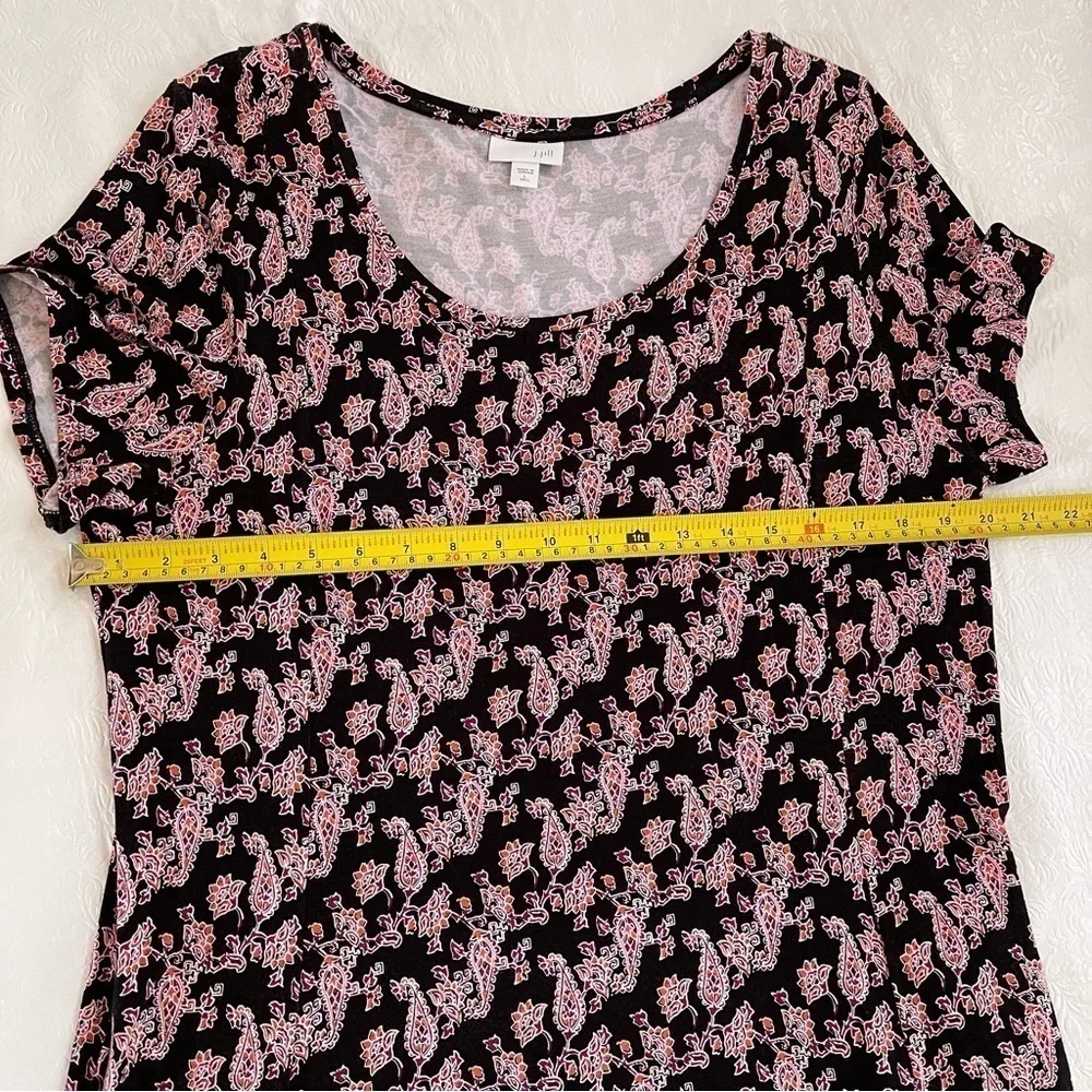 J. Jill Paisley Maxi Dress Pockets Scoop Neck Black Red Purple Orange Large Tall - Picture 13 of 16